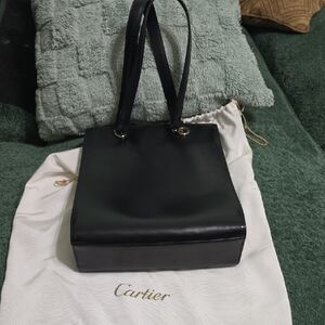 Cartier Black Leather Shoulder Tote